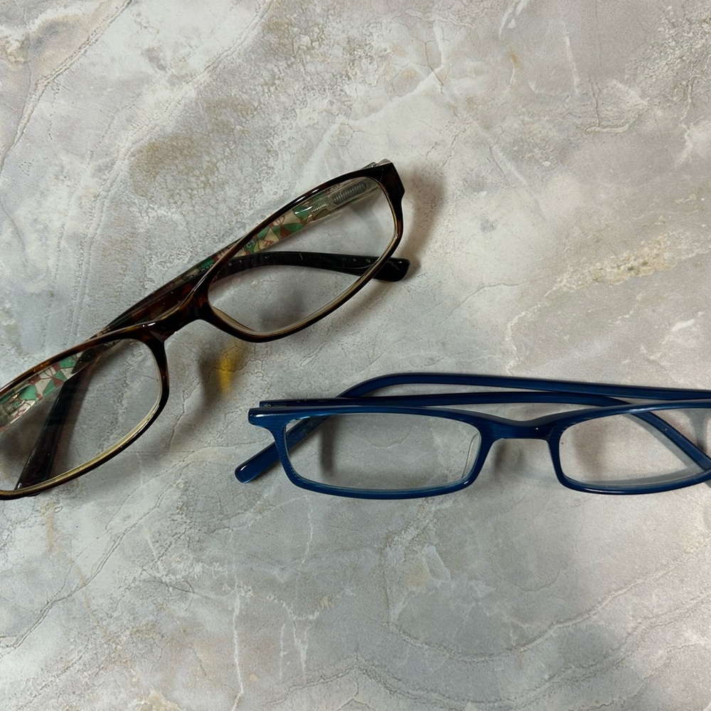 Stylish Brown and Blue Glasses Set (1.00 readers)